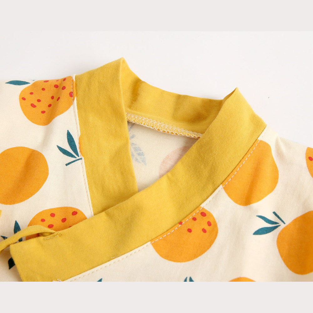 MyKids-USA® Baby Fruit Print Belt Design Short-Sleeved Top Combo Shorts Japan Style Sets Pajamas