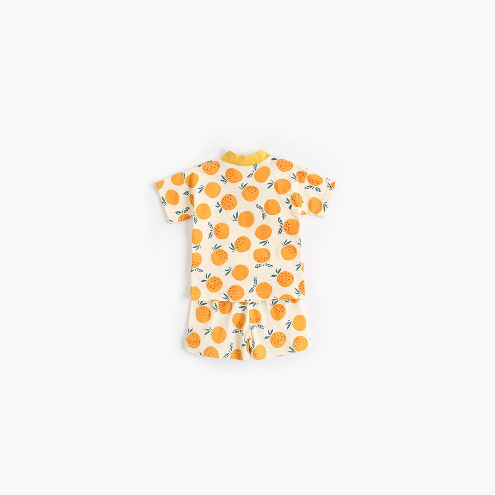 MyKids-USA® Baby Fruit Print Belt Design Short-Sleeved Top Combo Shorts Japan Style Sets Pajamas