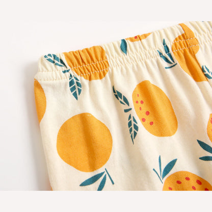 MyKids-USA® Baby Fruit Print Belt Design Short-Sleeved Top Combo Shorts Japan Style Sets Pajamas