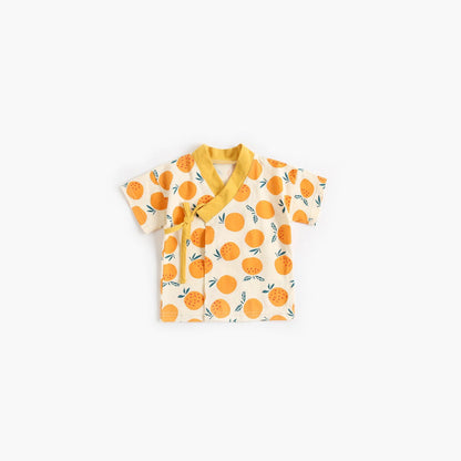 MyKids-USA® Baby Fruit Print Belt Design Short-Sleeved Top Combo Shorts Japan Style Sets Pajamas