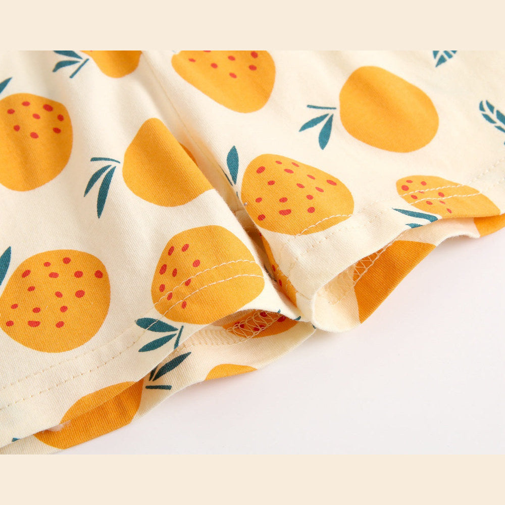 MyKids-USA® Baby Fruit Print Belt Design Short-Sleeved Top Combo Shorts Japan Style Sets Pajamas