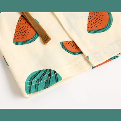 MyKids-USA® Baby Fruit Print Belt Design Short-Sleeved Top Combo Shorts Japan Style Sets Pajamas