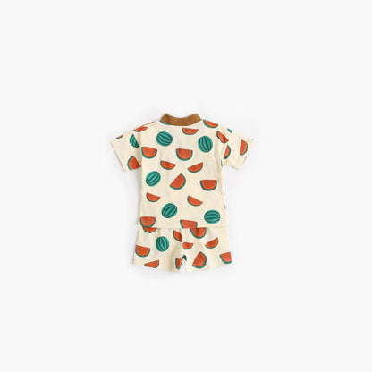 MyKids-USA® Baby Fruit Print Belt Design Short-Sleeved Top Combo Shorts Japan Style Sets Pajamas