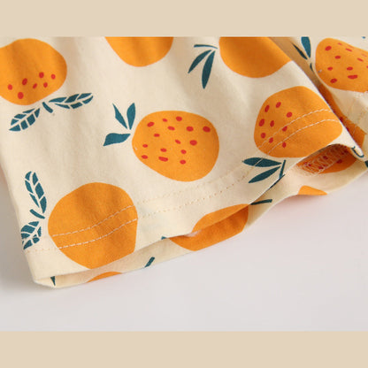 MyKids-USA® Baby Fruit Print Belt Design Short-Sleeved Top Combo Shorts Japan Style Sets Pajamas