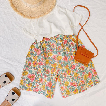 MyKids-USA® Baby Girl Floral Print Pattern Wide Leg Pants In
