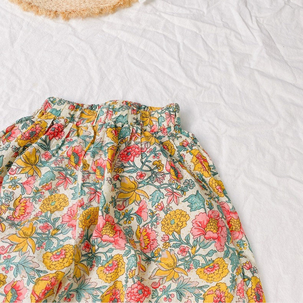 MyKids-USA® Baby Girl Floral Print Pattern Wide Leg Pants In