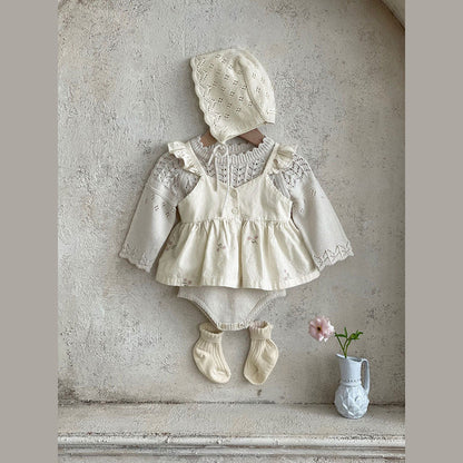 MyKids-USA® Baby Girl 1pc Floral Embroidered Graphic Ruffle Sling Tops & Shorts Sets