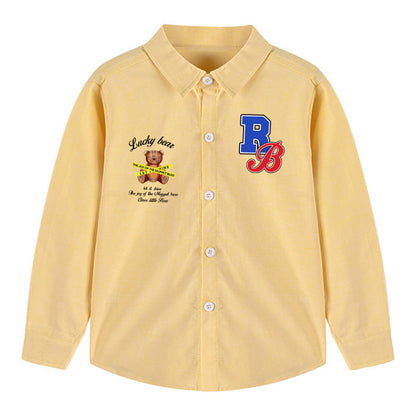 MyKids-USA® Baby Boy Bear And Slogan Pattern Lapel Design Cute Shirt