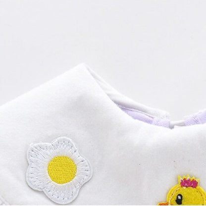 MyKids-USA® Baby Girl Cartoon Embroidered Pattern Ruffle Neck Long Sleeved Triangle Bodysuit