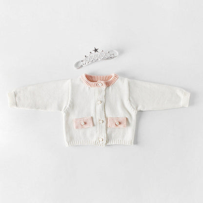 MyKids-USA® Baby Girl Contrast Longsleeve Knit Bodysuit & Cardigan One Pieces Sets