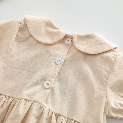 MyKids-USA® Baby Girl Floral Embroidered Pattern Doll Neck Solid Color bodysuit