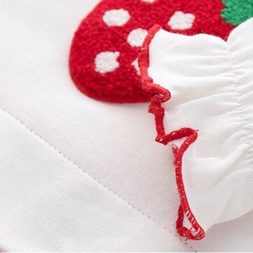 MyKids-USA® Baby Girl Strawberry Pattern Mesh Ruffle Neck Patchwork bodysuit Bodysuit