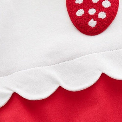 MyKids-USA® Baby Girl Strawberry Pattern Mesh Ruffle Neck Patchwork bodysuit Bodysuit