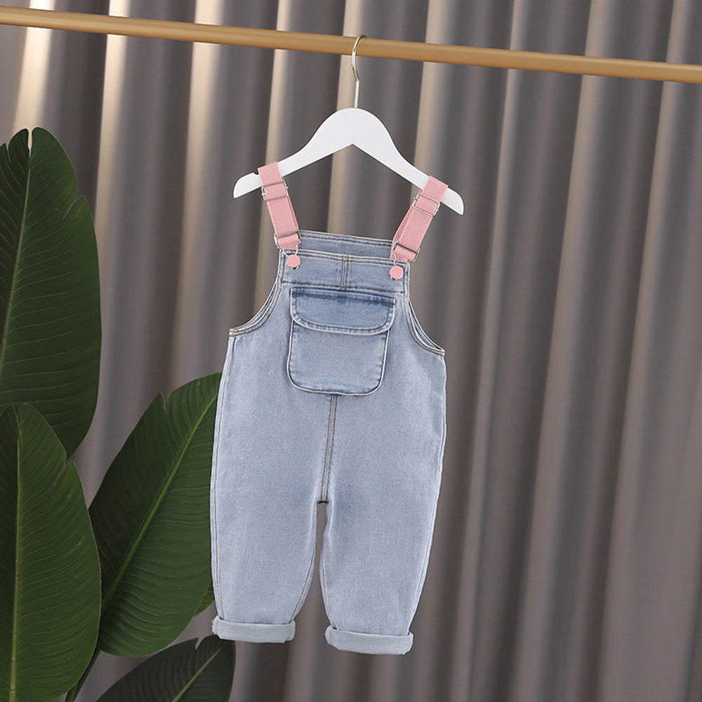 MyKids-USA® Baby Girl 3D Wing Patches Design Casual Denim Long Style Overall