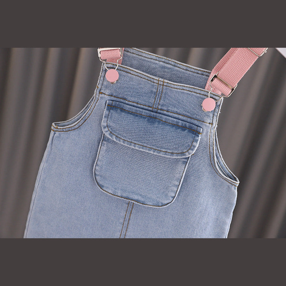 MyKids-USA® Baby Girl 3D Wing Patches Design Casual Denim Long Style Overall