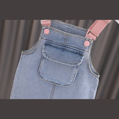 MyKids-USA® Baby Girl 3D Wing Patches Design Casual Denim Long Style Overall