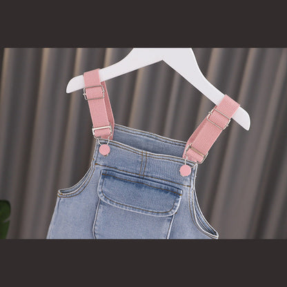 MyKids-USA® Baby Girl 3D Wing Patches Design Casual Denim Long Style Overall