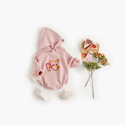 MyKids-USA® Baby Girl Cartoon Pattern Long Sleeved Funny bodysuit With Hat