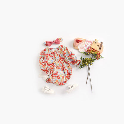 MyKids-USA® Baby Girl Flower Pattern Long Sleeved Fashion Bodysuit bodysuit & Headband