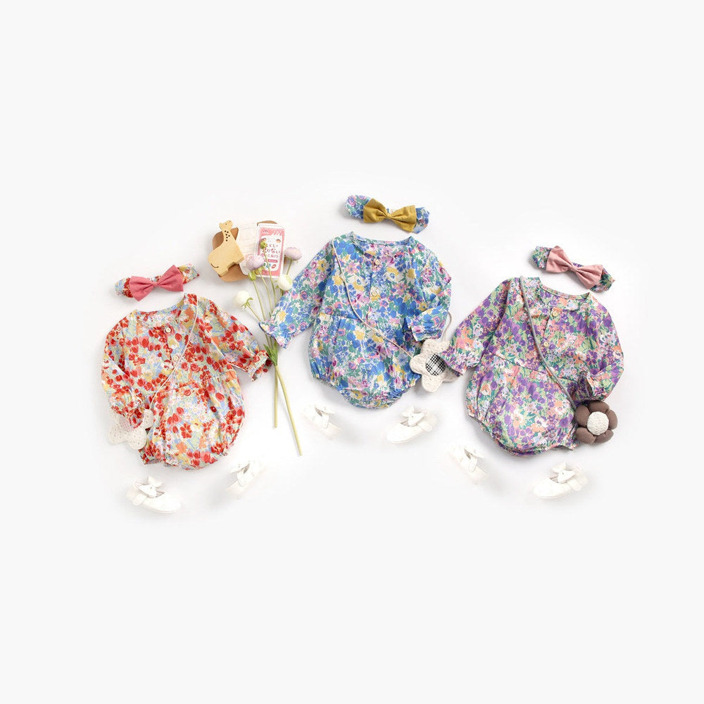 MyKids-USA® Baby Girl Flower Pattern Long Sleeved Fashion Bodysuit bodysuit & Headband