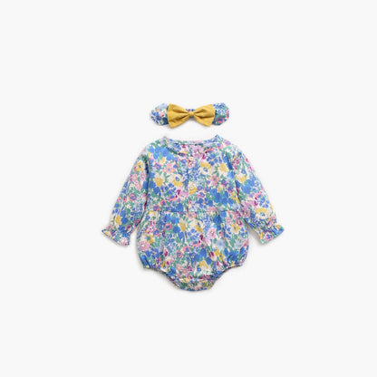 MyKids-USA® Baby Girl Flower Pattern Long Sleeved Fashion Bodysuit bodysuit & Headband