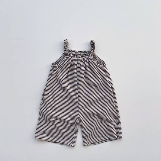 MyKids-USA® Baby Girl Striped Pattern Sleeveless Long-Rompers In Spring