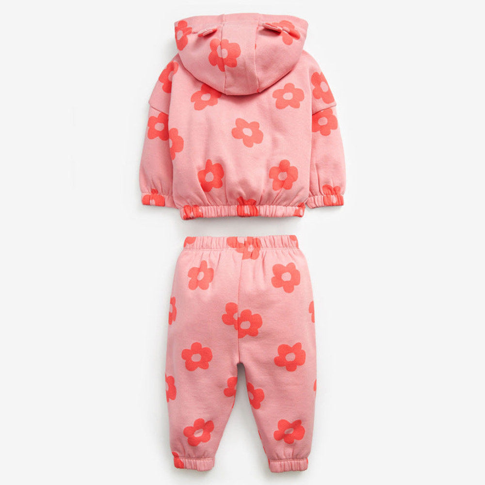 MyKids-USA® Baby Girl All Over Flower Graphic Zipper Hoodie Coat & Trousers Sets