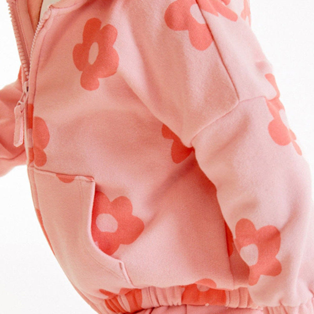 MyKids-USA® Baby Girl All Over Flower Graphic Zipper Hoodie Coat & Trousers Sets