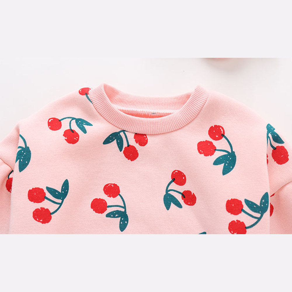 MyKids-USA® Baby Girl Allover Cherry Pattern Lantern Sleeves Triangle Bodysuit bodysuit