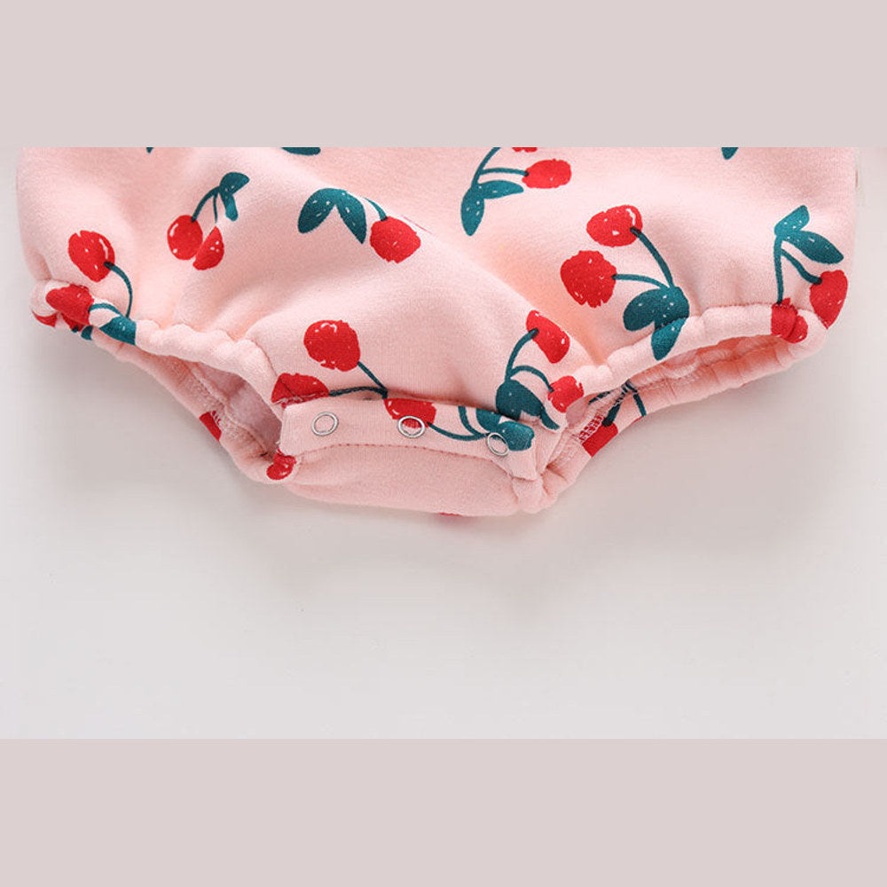 MyKids-USA® Baby Girl Allover Cherry Pattern Lantern Sleeves Triangle Bodysuit bodysuit