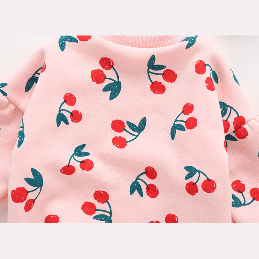 MyKids-USA® Baby Girl Allover Cherry Pattern Lantern Sleeves Triangle Bodysuit bodysuit