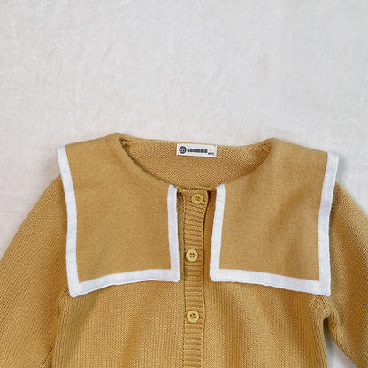 MyKids-USA® Baby Girl Bear Embroidery Graphic Single Breasted Design Lapel Cardigan