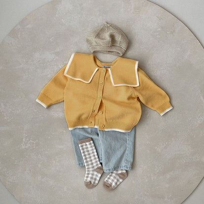 MyKids-USA® Baby Girl Bear Embroidery Graphic Single Breasted Design Lapel Cardigan