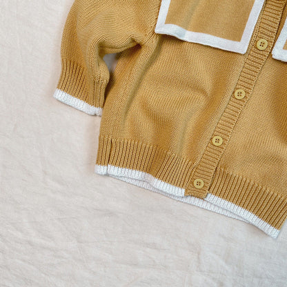 MyKids-USA® Baby Girl Bear Embroidery Graphic Single Breasted Design Lapel Cardigan