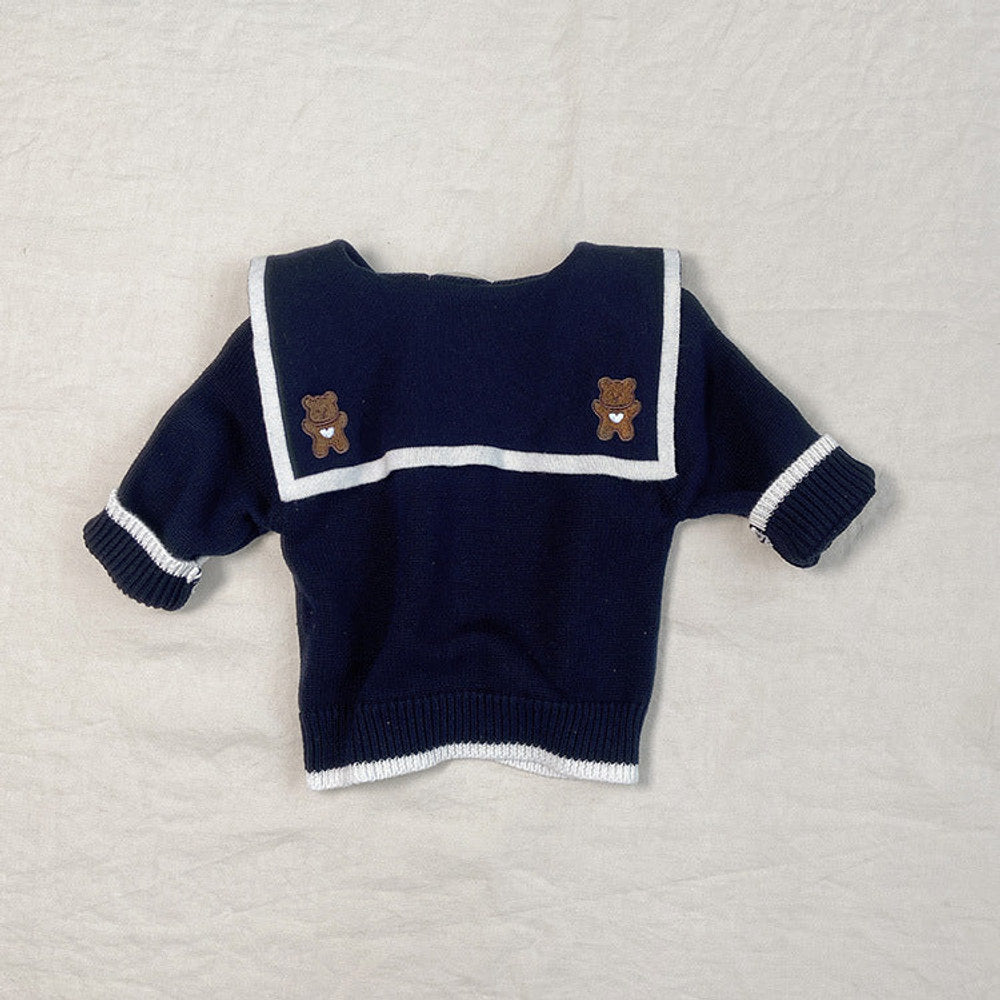 MyKids-USA® Baby Girl Bear Embroidery Graphic Single Breasted Design Lapel Cardigan