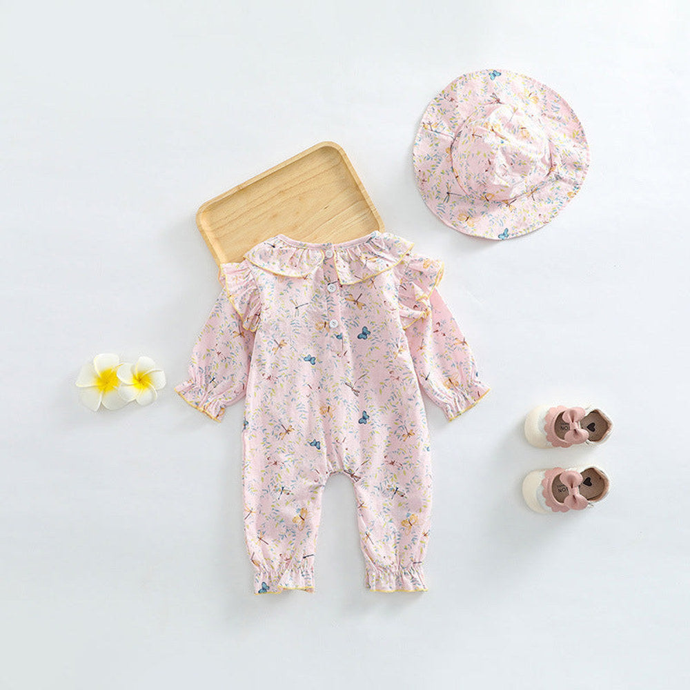 MyKids-USA® Baby Girl Butterfly Pattern Ruffle Collar Cute Jumpsuit