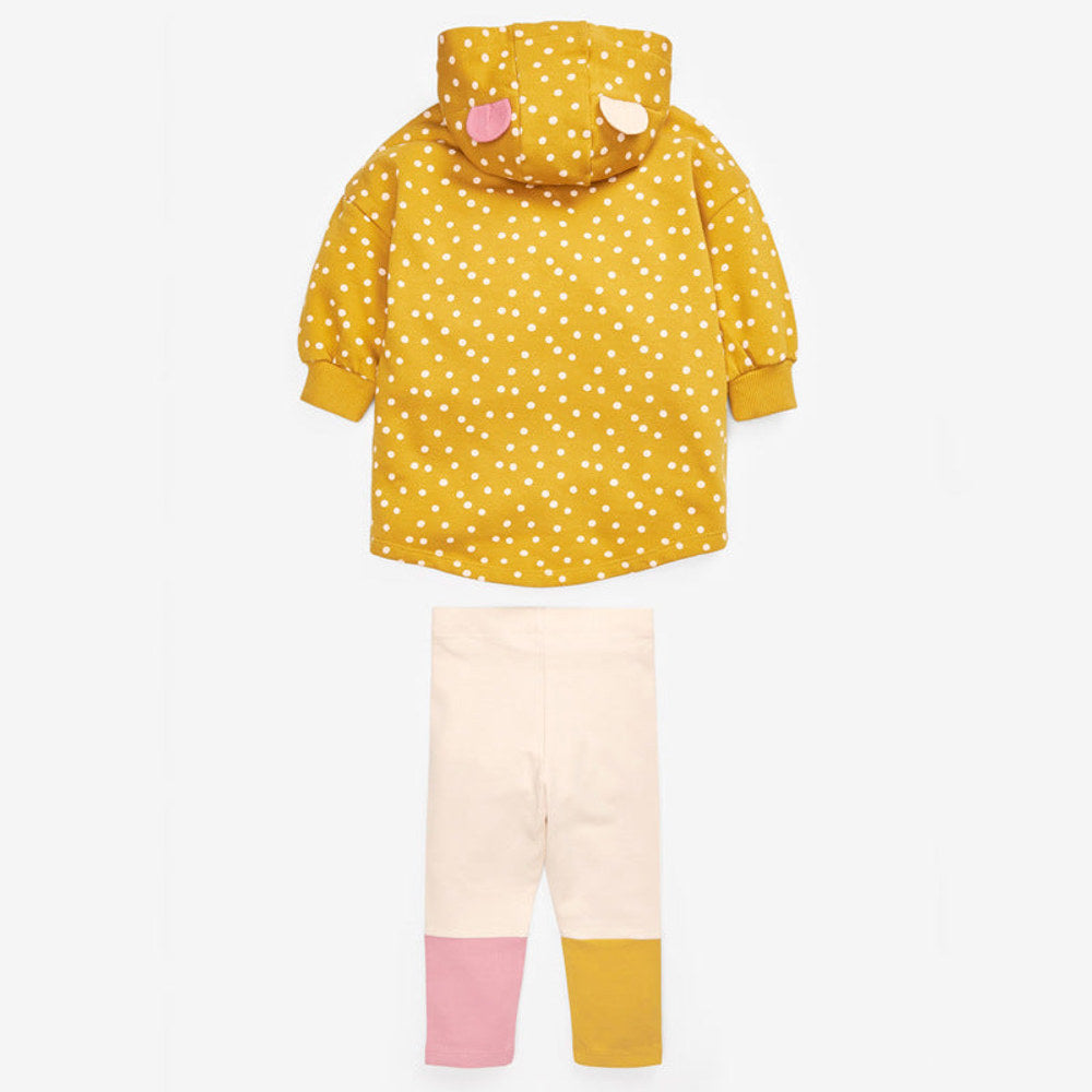 MyKids-USA® Baby Girl Car Patched & Dot Graphic Long Hoodie Combo Leggings Sets
