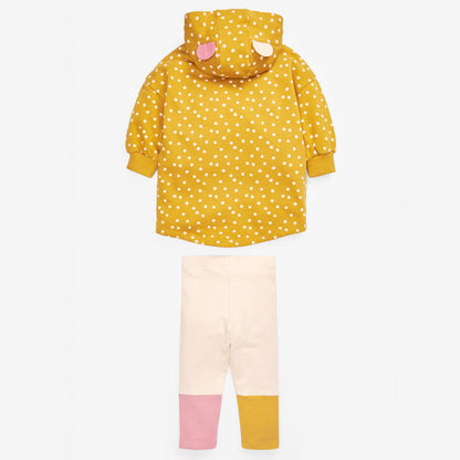 MyKids-USA® Baby Girl Car Patched & Dot Graphic Long Hoodie Combo Leggings Sets