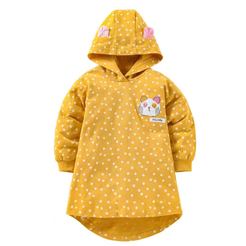 MyKids-USA® Baby Girl Car Patched & Dot Graphic Long Hoodie Combo Leggings Sets