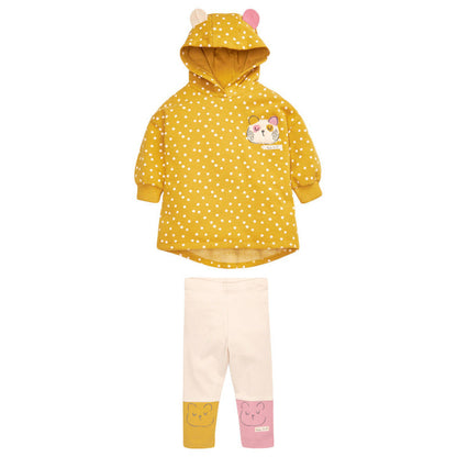 MyKids-USA® Baby Girl Car Patched & Dot Graphic Long Hoodie Combo Leggings Sets