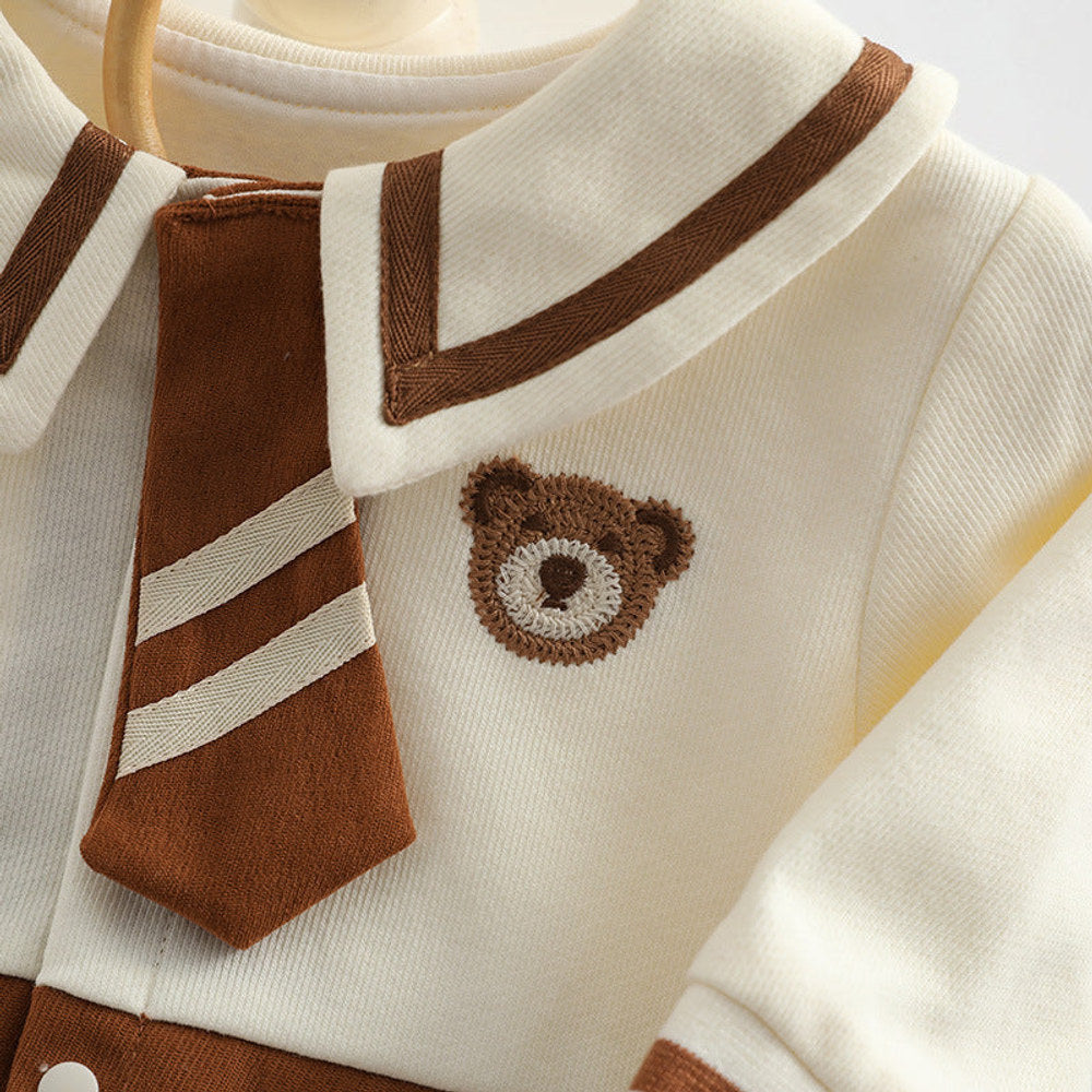 MyKids-USA® Baby Girl Cartoon Bear Embroidered Pattern College Style Kids Valentine’s Day Clothes