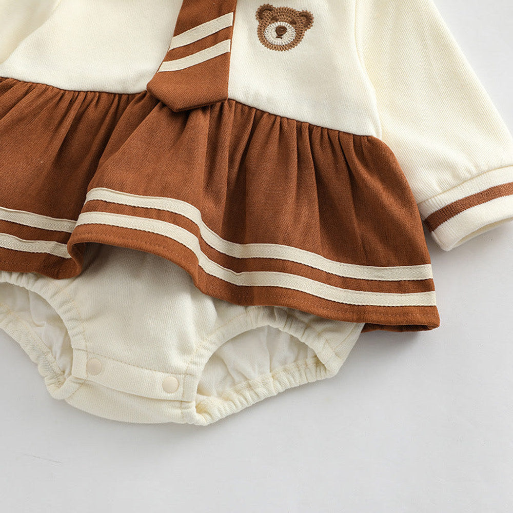 MyKids-USA® Baby Girl Cartoon Bear Embroidered Pattern College Style Kids Valentine’s Day Clothes
