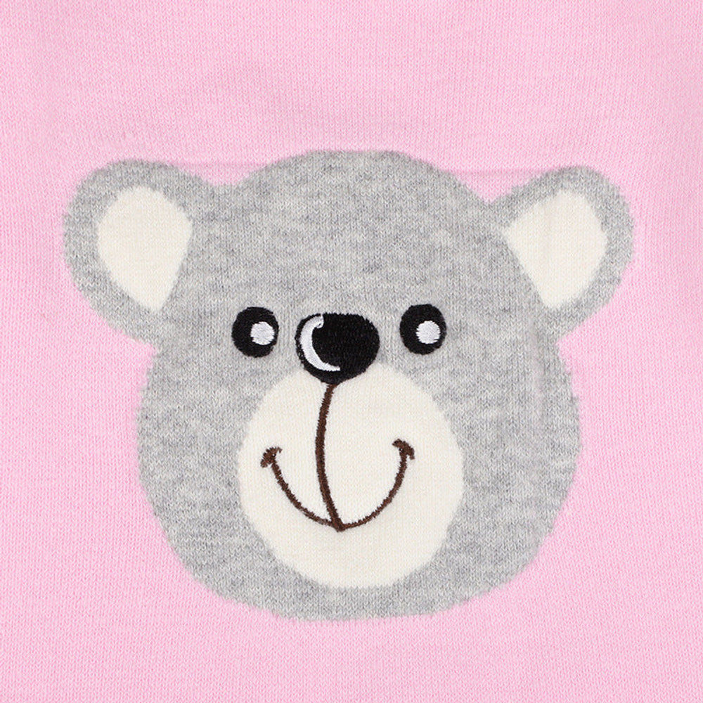MyKids-USA® Baby Girl Cartoon Bear Graphic Long Sleeves Knit Thermal Jumpsuit