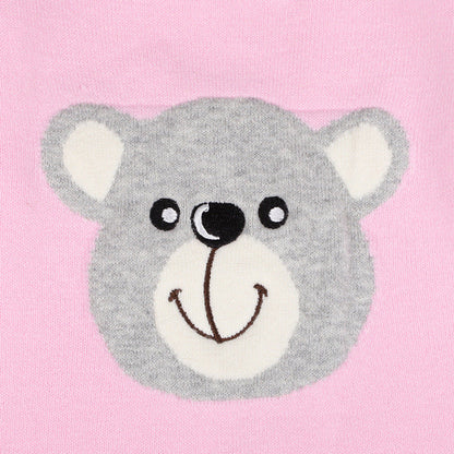 MyKids-USA® Baby Girl Cartoon Bear Graphic Long Sleeves Knit Thermal Jumpsuit