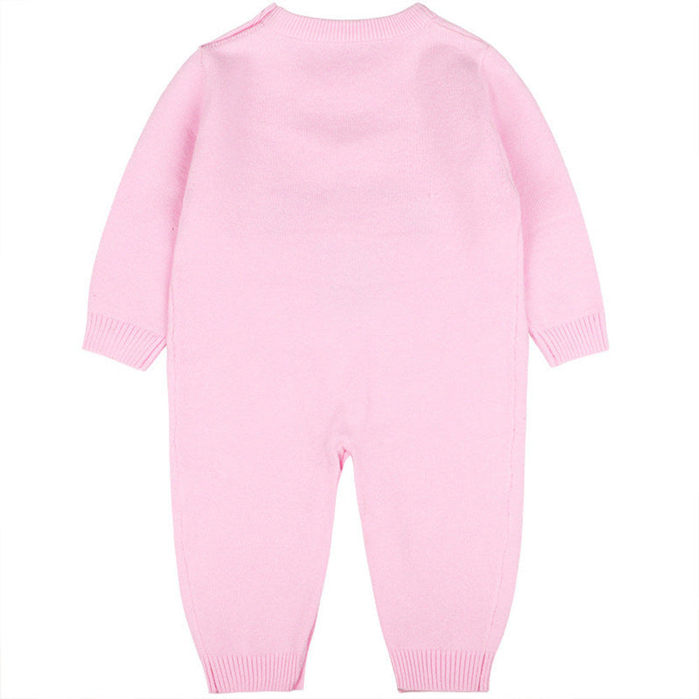 MyKids-USA® Baby Girl Cartoon Bear Graphic Long Sleeves Knit Thermal Jumpsuit