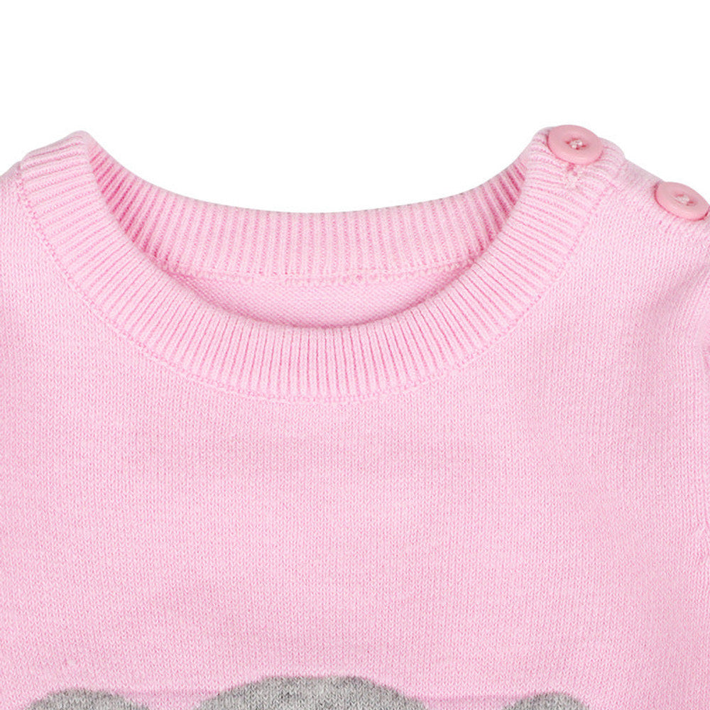 MyKids-USA® Baby Girl Cartoon Bear Graphic Long Sleeves Knit Thermal Jumpsuit