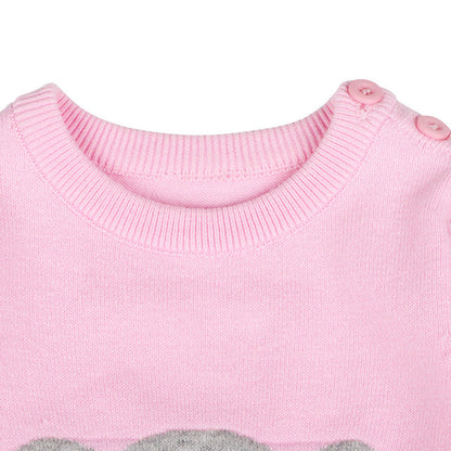 MyKids-USA® Baby Girl Cartoon Bear Graphic Long Sleeves Knit Thermal Jumpsuit