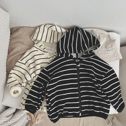 MyKids-USA® Baby Striped Pattern Single Breasted Design Long Sleeve Coat With Hat