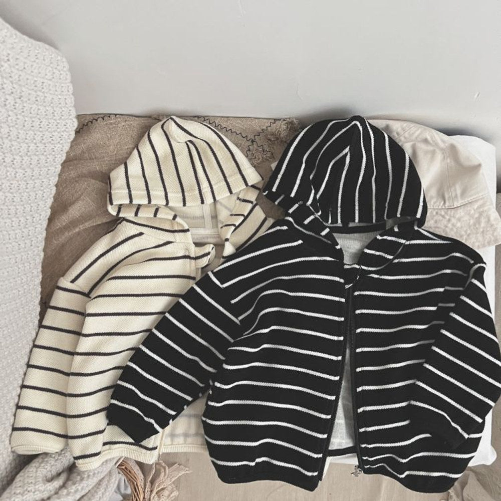 MyKids-USA® Baby Striped Pattern Single Breasted Design Long Sleeve Coat With Hat
