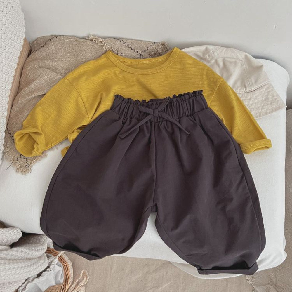 MyKids-USA® Baby Girl Solid Color Bow Decoration Design Long Pants